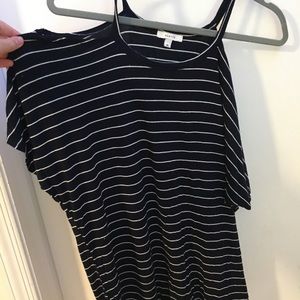navy and white striped shoulder cut shirt!